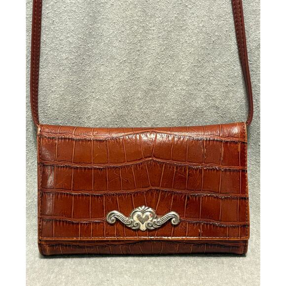 Brighton Vintage Wallet Crossbody Brown Leather Expandable Lots of Pockets - Picture 1 of 10
